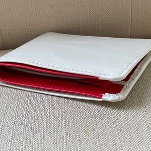 Handmade Billfold White/Red Genuine Leather Bifold Cardholder Purse Moneyfold